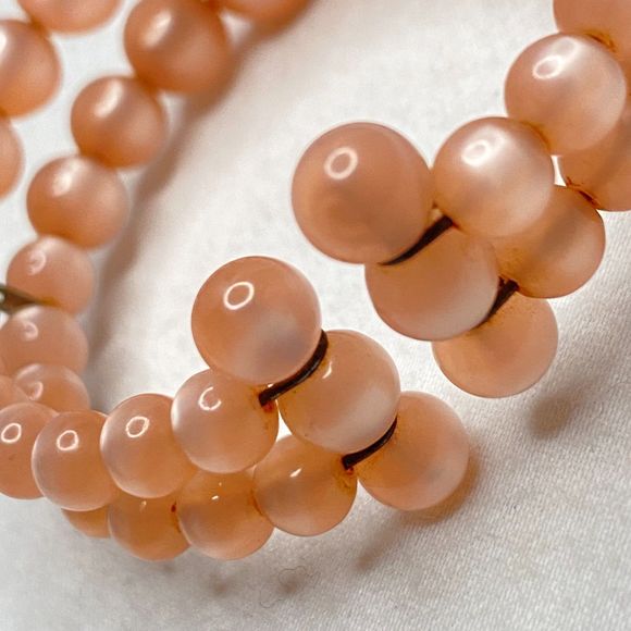 Cuff Bracelet Double Stranded Graduated Round Moonstone Beads Salmon Pink - Picture 6 of 8